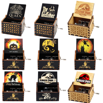 Wooden Hand Crank Music Box Queen Bohemian Rhapsody Jurassic Park Birthday Music Party Favors Gift For Kids