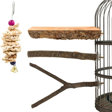 Promotion! 4 Pack Wood Bird Perch for Cage, Natural Wooden Parrot Perch Stand Platform Exercise Climbing Claw Grinding Toy