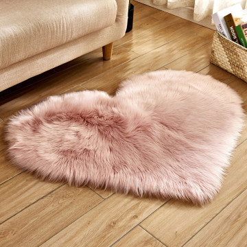 Mini Carpet Wool Imitation Sheepskin Heart Shape Rugs Faux Fur Non Slip Bedroom Shaggy Door Mat For Living Room Home Decor 20#27