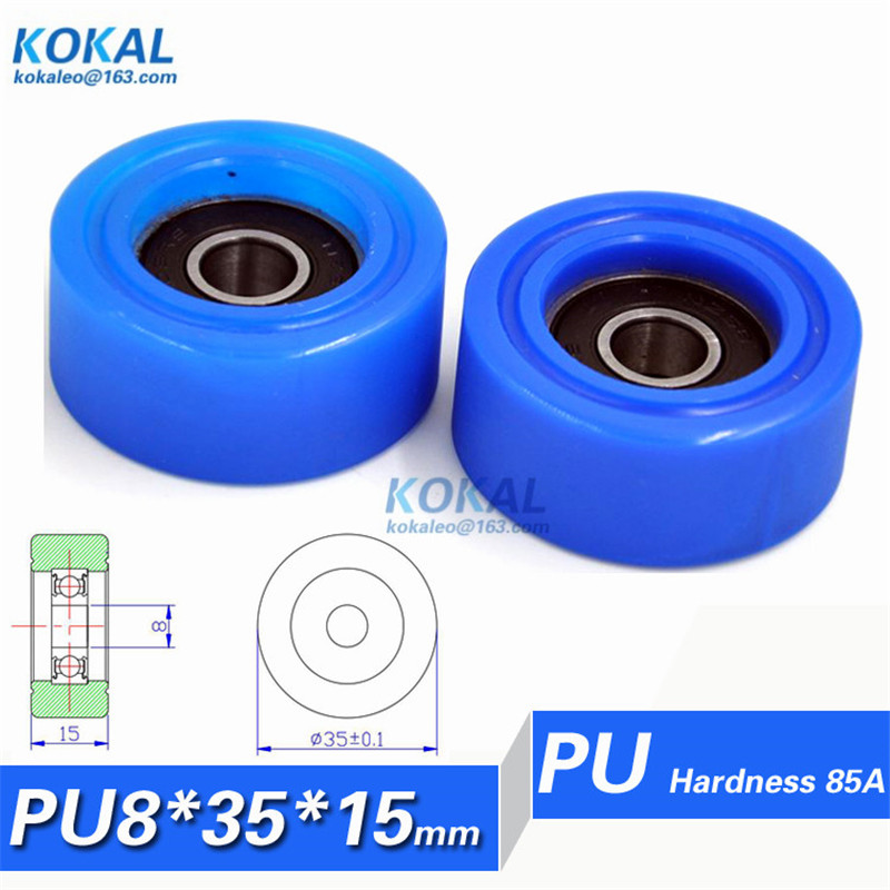 [PU0835-15] 1PCS low TPU PU 608RS bearing roller wheels sliding door window glass low noise flat type roller 8*35*15mm 0835T