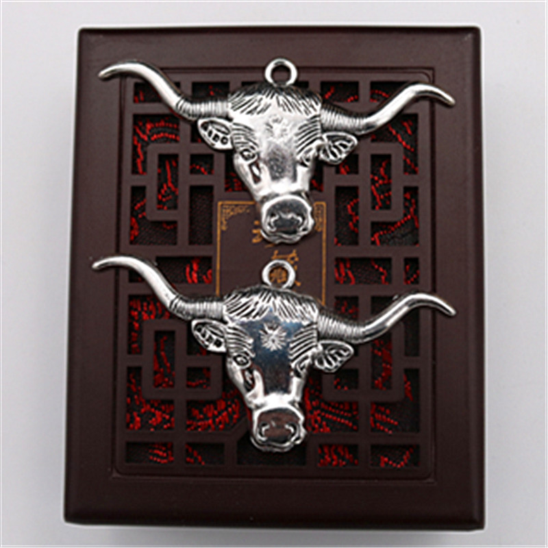 WKOUD 6pcs Silver Plated Bull Head Charm Necklace Bracelet DIY Handmade Metal Jewelry Alloy Pendants A291