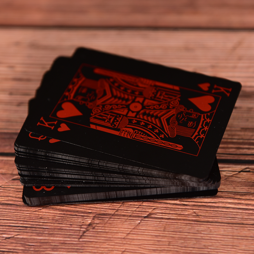 1 SET Waterproof Playing Cards Plastic Cards Collection Black Poker Cards Creative Gift Standard Playing Cards Poker