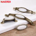 NAIERDI Zinc Alloy Antique Bronze Crack Design Ceramic Cabinet Handles Drawer Knobs Wardrobe Door Handle European Furniture