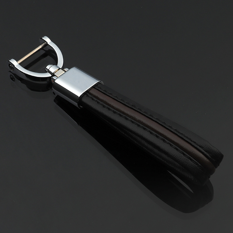 Fashion Horseshoe Buckle Leather Metal Keychain D Buckle Auto Car Leather Waist Key Chain Keyfob Key Rings Keyholder Trinket