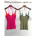 4.22 2020 Spring Summer New Women Fashion Contrast color Sexy Slim Knitted Tanks Camis