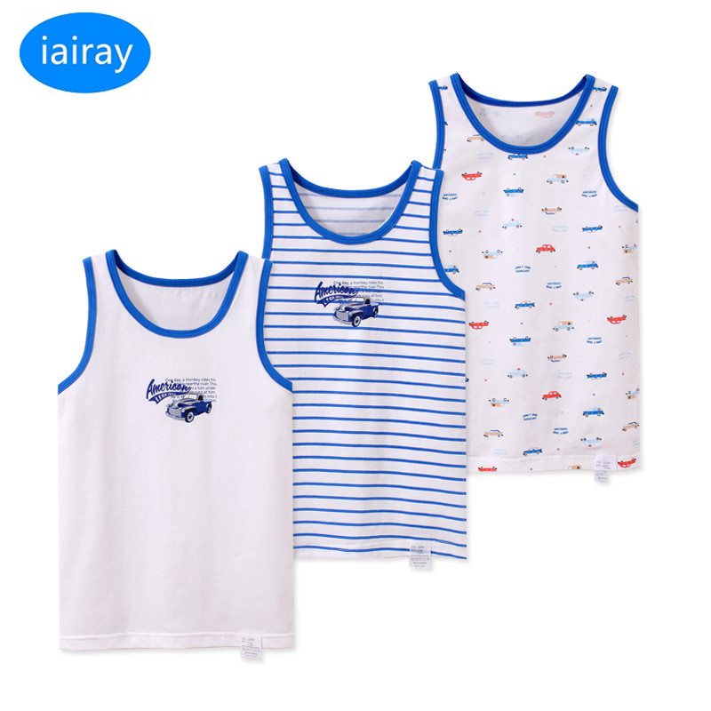 iairay 3pcs/set summer cotton tank top for boys white singlet kids boy sleep shirt sleeveless undershirt vest children underwear