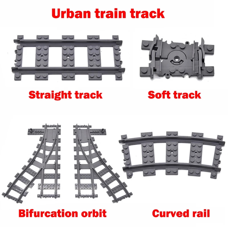 Kazi City Train Flexible Track Rail Crossing Straight Curved Rails Building Blocks Sets Bricks Educational Toys for Children