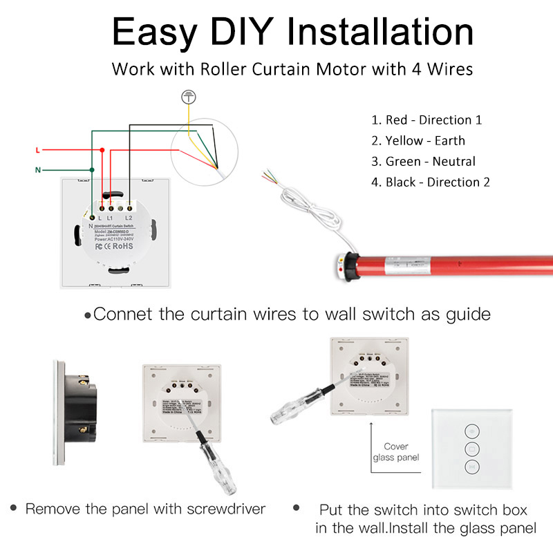 25mm Tubular Motor 110V 220V Automatic Electric Roller Blinds Shutter Motor for 38mm Tube Tuya Smart Home Wifi Curtain Switch