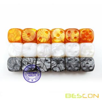 Bescon Raw Unpainted Marble 16MM Game Dice with Blank 6th Side, 3 Assorted Color Set of 18pcs, Blank Marble Die