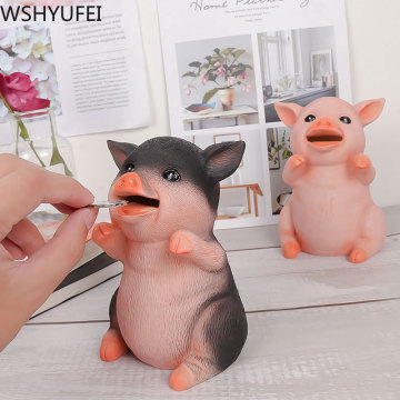 Cartoon Resin Pig Piggy Bank Coin Bank Money Box Saving Pig Shaped Coins Container Home Decoration Christmas birthday gifts