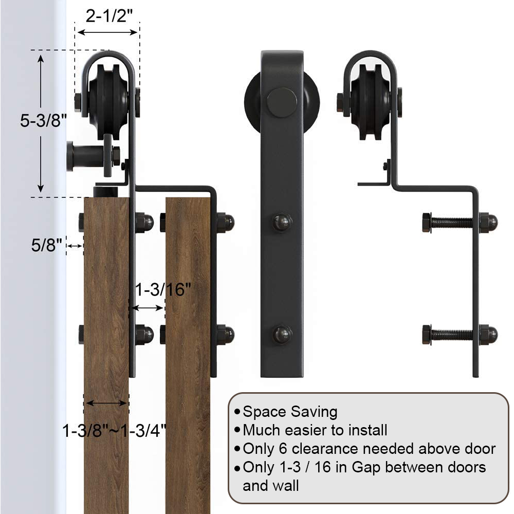 Gifsin Bypass Sliding Barn Door Hardware Track Bent Hanger System 4-9.6FT