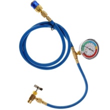 Car Refrigerant Charging Hose Kit with Gauge Self-sealing Can Tap Valve Charge R134A R22 R290 A/C AC Recharge