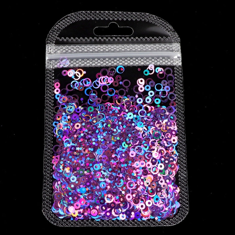 10 Colors Hollow Round Shape Holographic Chunky Glitter Epoxy Resin Festival Chunky Laser- Flakes Mixed Sequins 2g Per