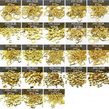 50pcs/lot, 3D Gold Nail Art Studs Different Round/Oval/Square/Triangle Shapes DIY Metal Rivets Nail Art Decorations Nail Tools