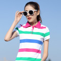 Ruoru M- 6XL Large Size Cotton Striped Ladies Polo Shirt Casual Slimming Short Sleeve women's Polo Shirt Fashion Polo Femme