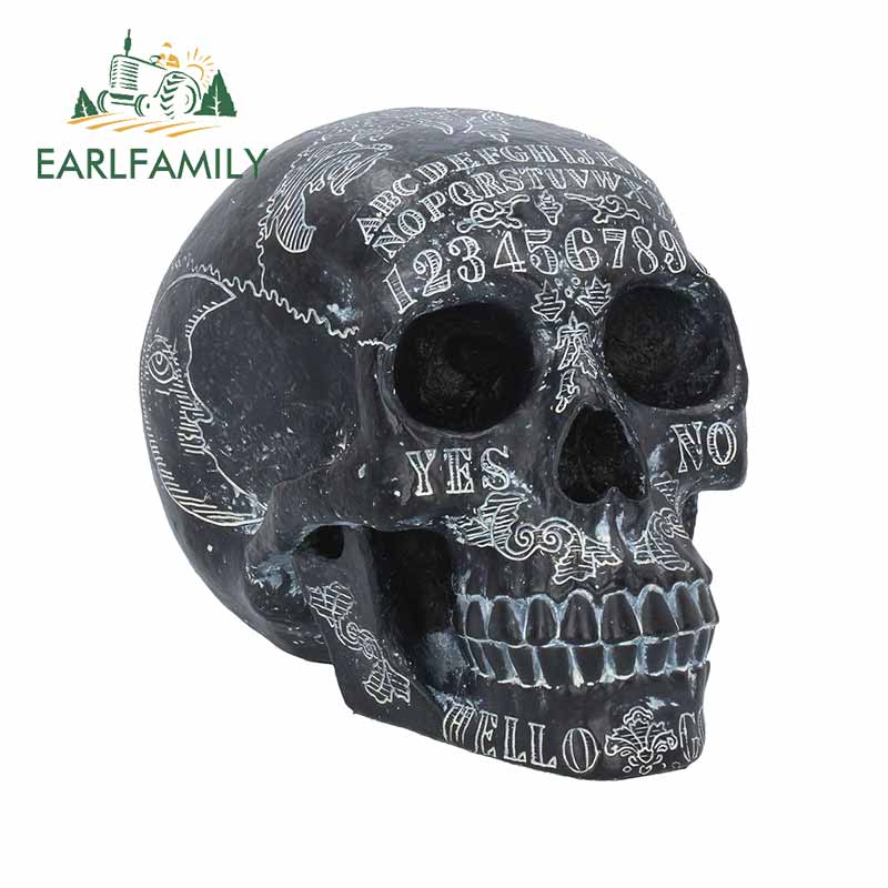 EARLFAMILY 13cm for Black Horror Skull Decal Motorcycle Windows Scratch-Proof RV Car Stickers Bumper Laptop Decoration
