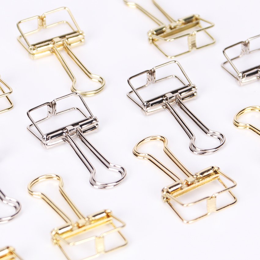 10PCS Novelty Solid Color Hollow Out Metal Binder Clips 20mm Notes Letter Paper Clips Office Stationery Supplies