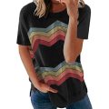 Womens Short Sleeve Graphic Crewneck Loose Casual T-Shirt