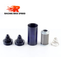 auto aluminum 51MM fuel filter E85 stainless steel filter with 100 microns steel element AN6 AN8 AN10 adaptor fittings