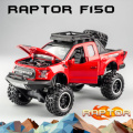 KIDAMI Pickup Truck Toy 1:32 Pickup Alloy Diecast Metal Car Model For Ford F150 Raptor Sound Light Pull Back Car Children Gift