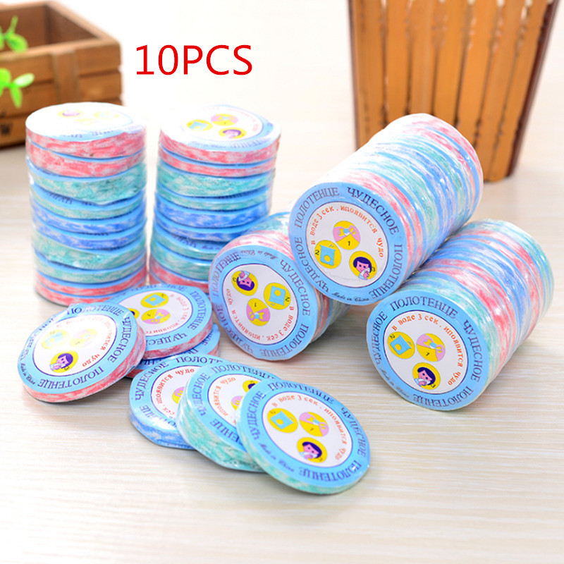 10pcs/set super Portable Travel Non-woven Fabric Disposable Compressed Towel Mini Face Care Magic Hand Towel For Outdoor Sports