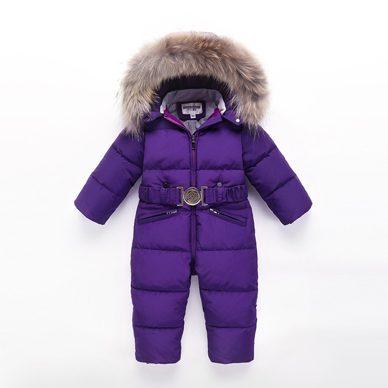 -30 Russia Winter Kids Boys Snowsuit Jumpsuit Baby warm Duck Down Jackets for Girls Overall Children parka real Fur Rompers Y6