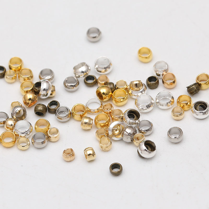 300pcs/lot 2mm 3mm Round Crimp Beads End Beads Metal Copper Gold Silver Color Stopper Beads for Diy Jewelry Findings Components