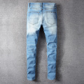 Fashion Streetwear Men Jeans High Quality Blue Color Elastic Slim Fit Ripped Jeans Punk Trousers Patches Designer Hip Hop Pants