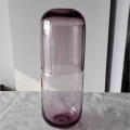 purple color glass carafe and cup set