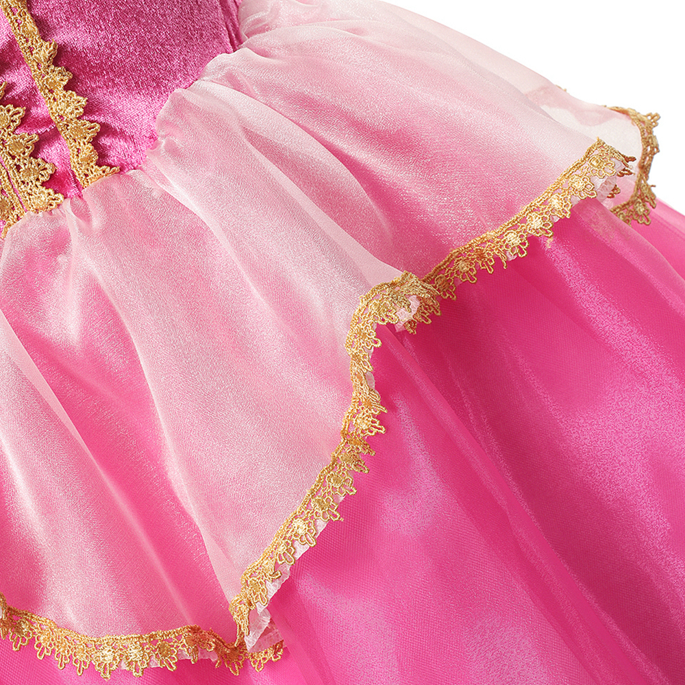 Sleeping Beauty Princess Cosplay Fancy Dress Baby Girl Lace Patchwork Tulle Ball Gown Kids Christmas Party Frocks