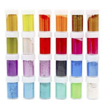 24 Pcs/set Pearlescent Powder Mica Glitter Sliam DIY Crafts Making Epoxy Pigment