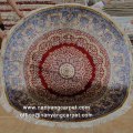 5'x5' Handwoven Pure Silk Round Antique Persian Rug
