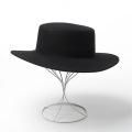 High Quality Round Flat Top Boater Wool Fedora Hats for Women Ladies Wide Brim Solid Color Party Formal Hat Felt Gambler Cap