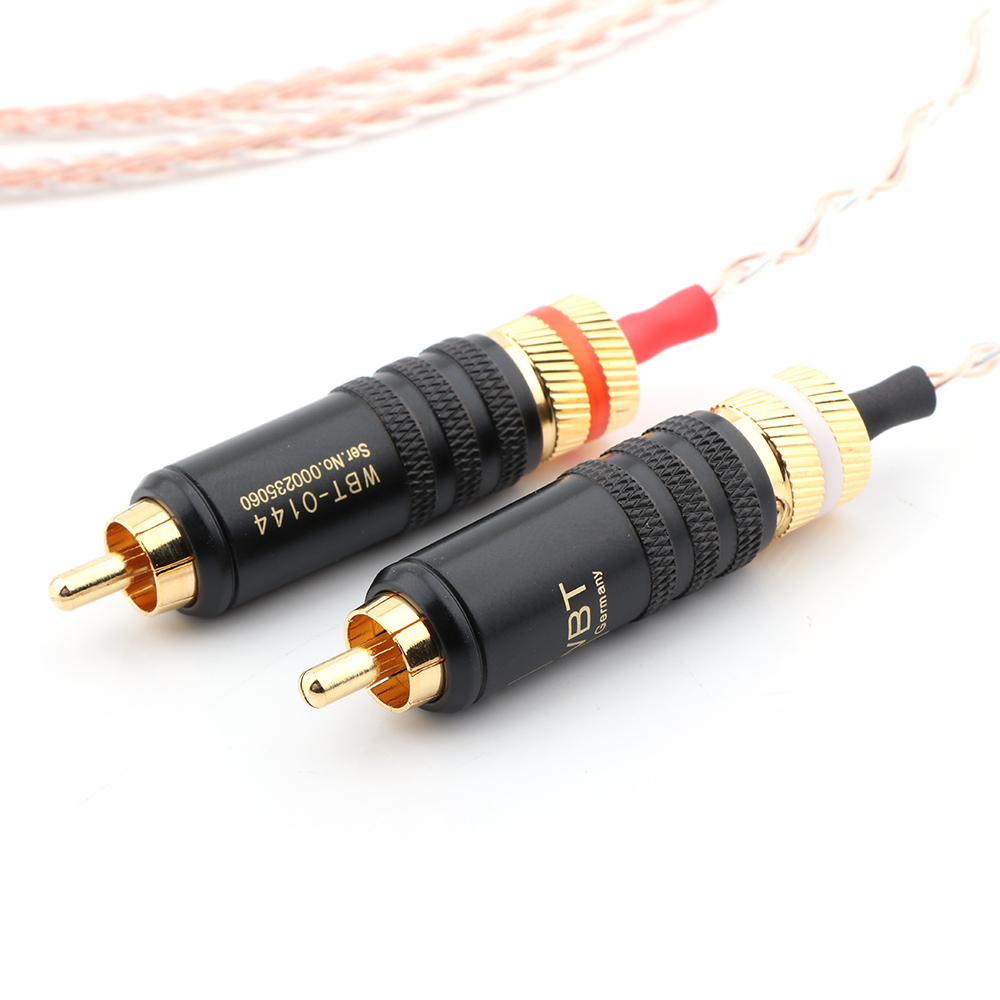 High Quality 2 rca to 3.5MM hifi 1 to 2 audio video cable with OFC pure copper Audio Cable