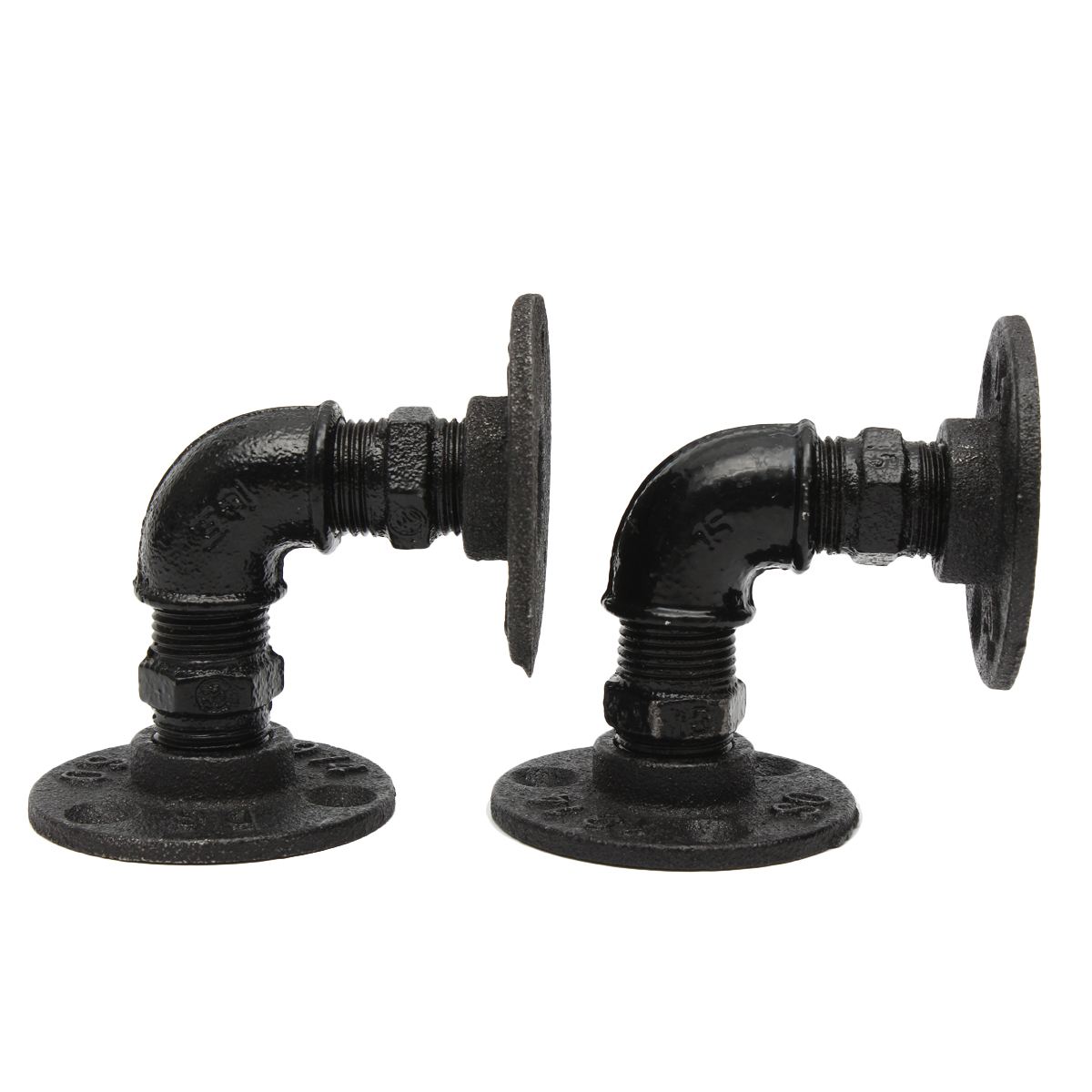 2Pcs Black Iron Industrial Pipe Shelf Bracket Holder Rack L Bracket Vintage Retro Wall Floating Shelf Home Decor Storage Holders