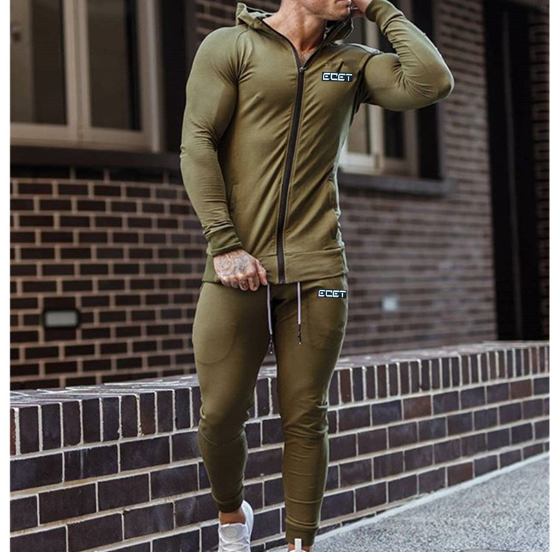 Fall and Winter New Season Muscle Brothers Men's Sports Suit Fitness Outdoor Sports Running Training Camouflage Two Sets