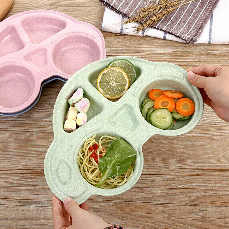 For Toddler Infant Baby Cartoon Dishes Food Plates Kids Dinnerware Tableware Tray