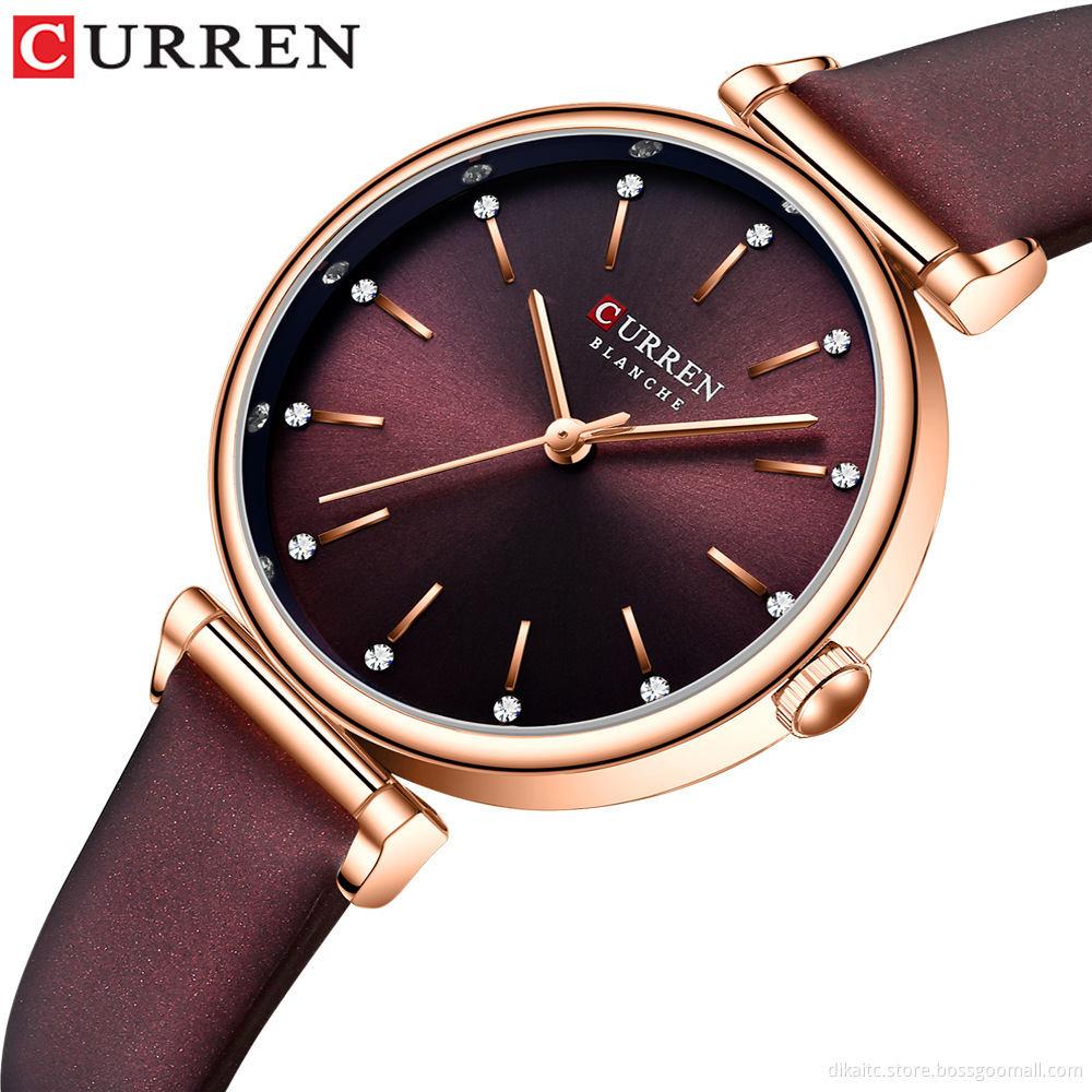 CURREN 9081 Fashion Rhinestones Dial Retro Charming Watch