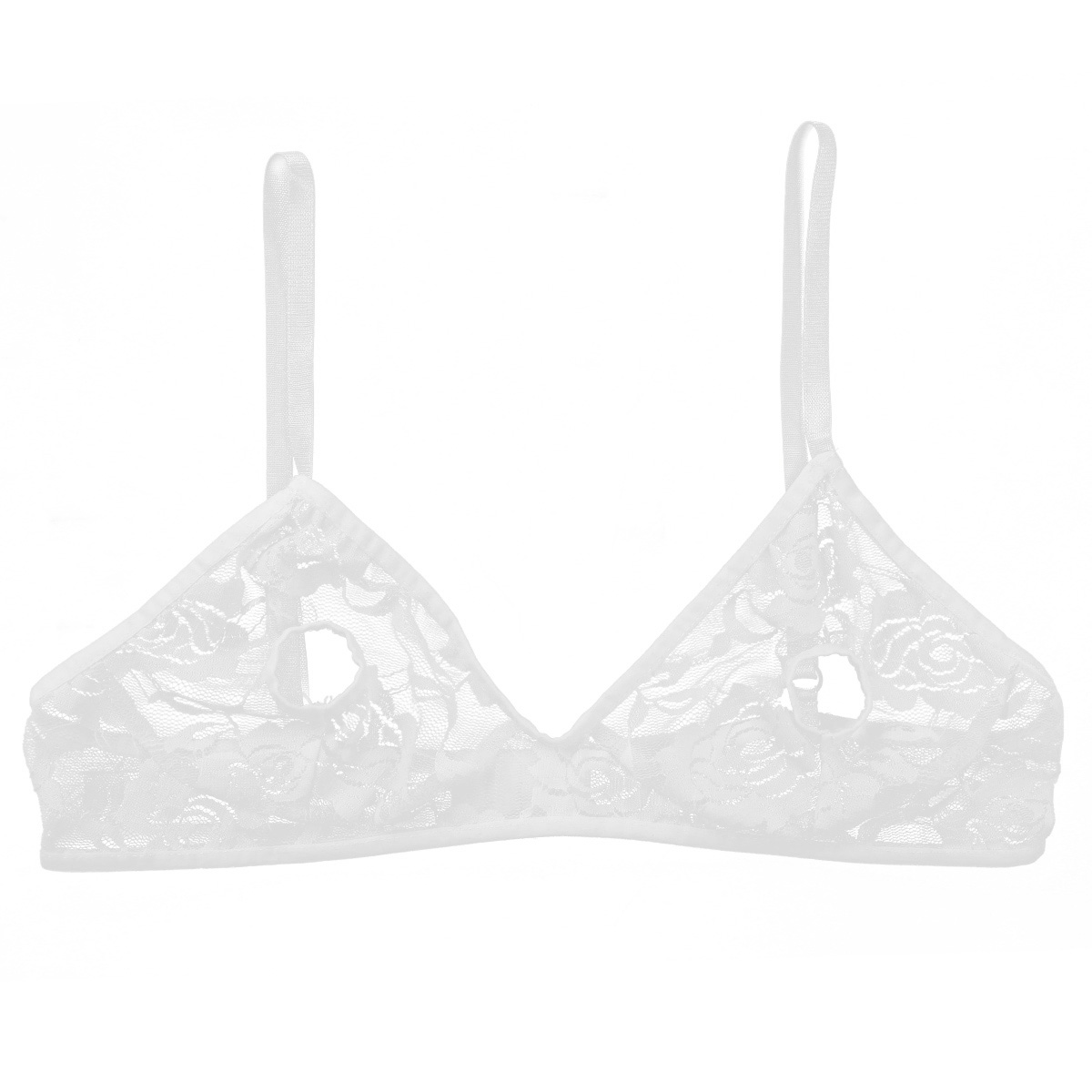 Women Hot Erotic Lingerie Soft Lace Floral Sheer Nipple Open Hollow Transparent Bralette Wire-free Unlined Sexy Bra Tops