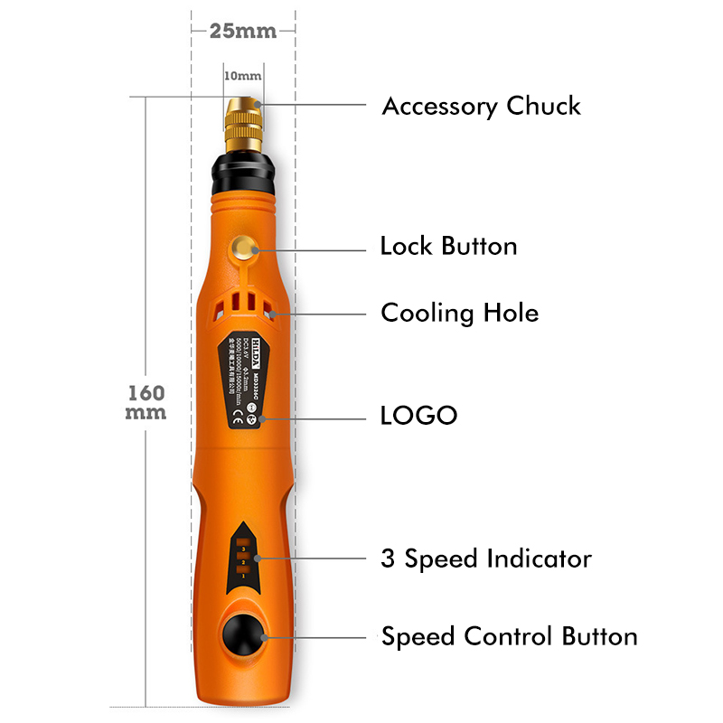 3 Adjustable Speed Electric Grinder Mini Drill Rotary Tools Engraving Pen Rotary Tool Kit USB Charging Cordless Electric Drill