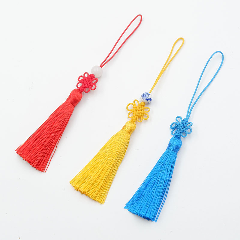 10Pcs Chinese Knots Smooth Tassel Fringe U disk Pendant DIY Craft Material Bookmark Tassel Trim Curtains Decor Tassels Ribbon