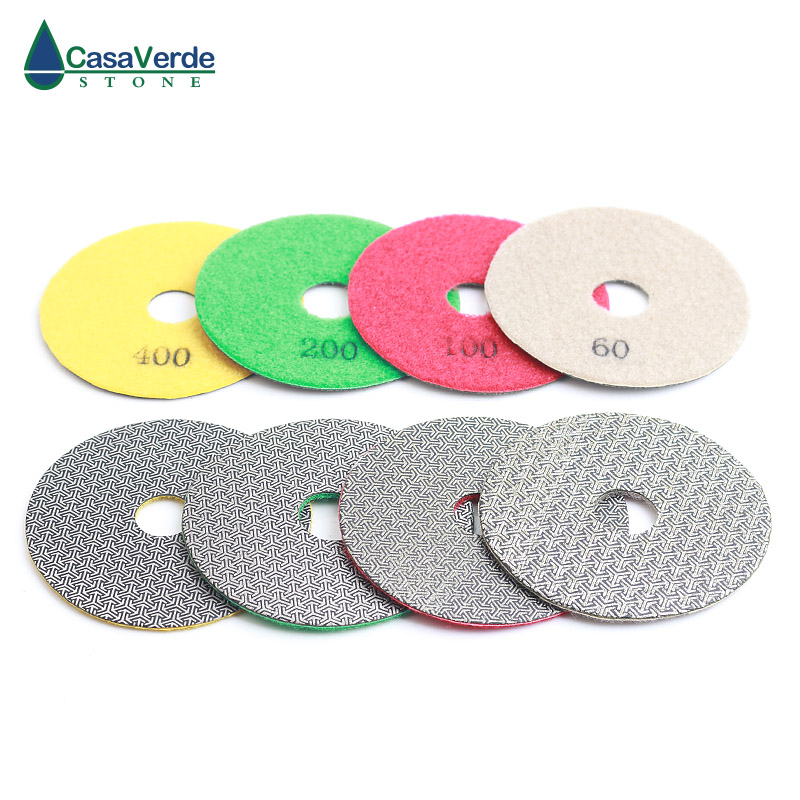 Free shipping 4 inch electroplated polishing pads dry and wet for grinding granite abrasive pads