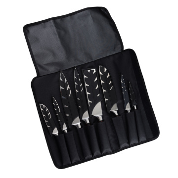 Qing Chef Knife Roll Bag Large Carry Case Bag Portable Durable Storage 8 Pockets Black Knives Holder Kitchen Tool Accessories