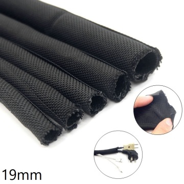 19mm Expandable Braided Cable Sleeve PET Self Close Insulated Flexible Pipe Hose Spliter Tube Protector Harness Nylon Wire Wrap