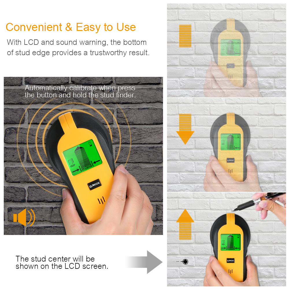 4 in 1 Wall Tester Stud Finder Sensor Wall Scanner with LCD Display for Wood AC Wire Metal Studs Detection Handheld Wall Tester