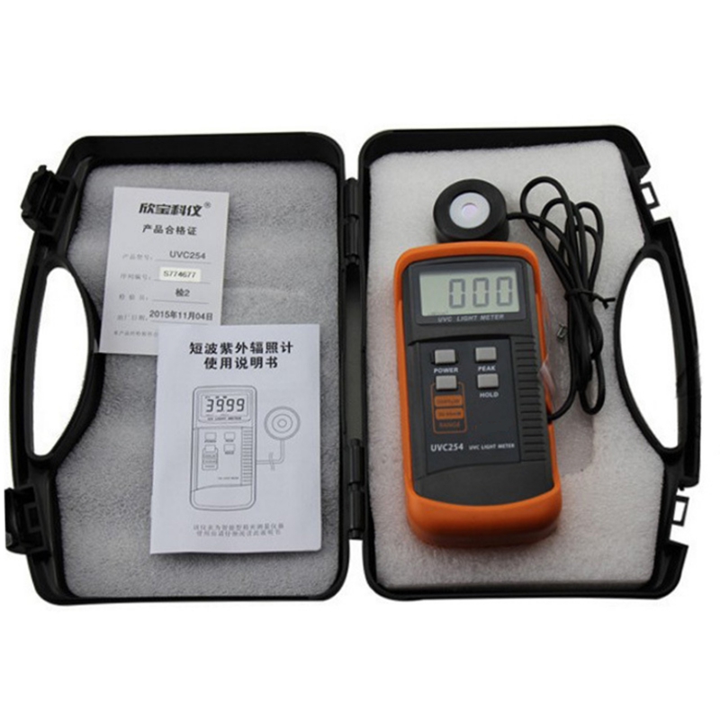 UVC254 UVC Light Meter Narrow-band Spectrum 248nm-262nm Digital UV Radiation Intensity Detector Resolution:1uW/cm2 UV Meter