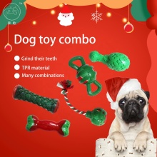 Christmas Dog Cotton Rope TPR Toy Tooth Cleaning Pet Chew Toy Interactive Toy Sets