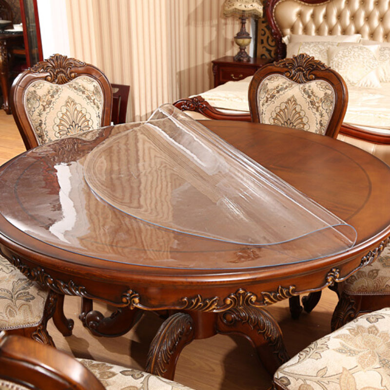 HAZY PVC Tablecloth Transparent Waterproof Round Table Cloth Kitchen Pattern Oil Table Cover Glass Soft Cloth Dining Table Mat