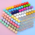 LOFCA 500pcs 9mm/12mm/15mm Silicone beads Teether Beads BPA Free Food Grade Baby Teether DIY Chewable Colorful Teething