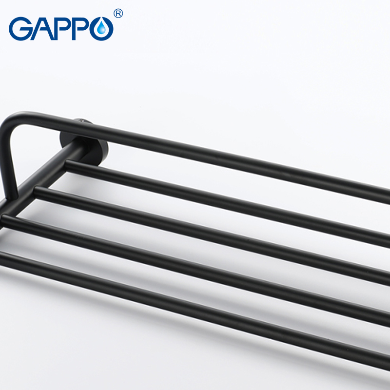 GAPPO black Towel rack stainless steel bathroom towel holder hanger rod bath hardware accessories wall mounted bath racks porte